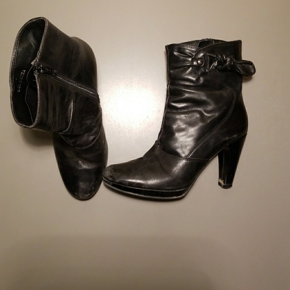 Black leather ankle boots